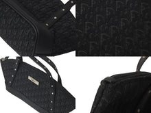 Load image into Gallery viewer, CHRISTIAN DIOR クリスチャンディオール トロッター ハンドバッグ MC0073 キャンバス レザー ブラック シルバー金具 美品 中古 4c076330