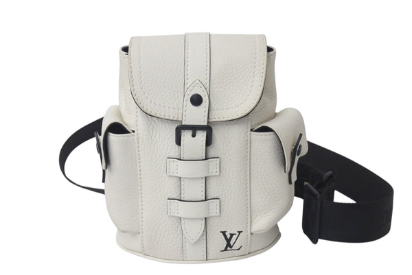 LOUIS VUITTON ルイヴィトン クリストファーXS ボディバッグ M58493 トリヨンレザー オフホワイト ブラック金具 美品 中古 4c076336