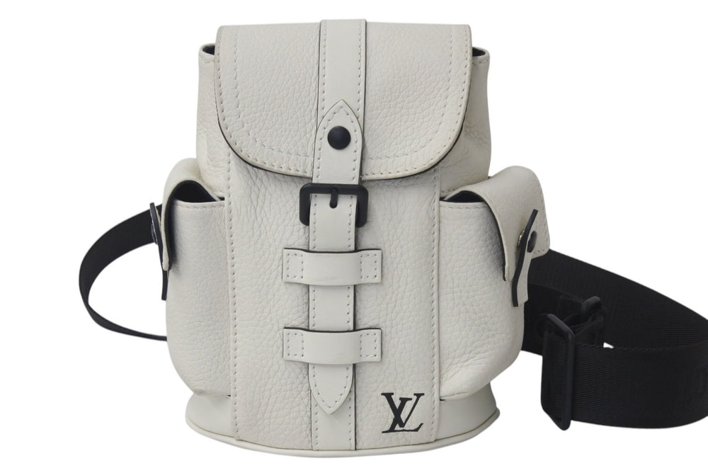 LOUIS VUITTON ルイヴィトン クリストファーXS ボディバッグ M58493 トリヨンレザー オフホワイト ブラック金具 美品 中古 4c076336
