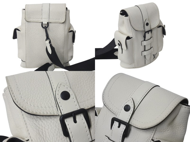 LOUIS VUITTON Christopher XS Body Bag M58493 Taurillon Leather Off-White Black Hardware Good Condition Used 4c076336