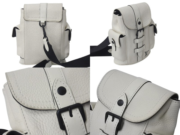 LOUIS VUITTON ルイヴィトン クリストファーXS ボディバッグ M58493 トリヨンレザー オフホワイト ブラック金具 美品 中古 4c076336