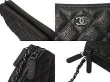 Load image into Gallery viewer, 新品同様 CHANEL シャネル チェーンショルダーバッグ チェーンウォレット マトラッセ 23番台 グレー キャビアスキン シルバー金具 中古 4c076344