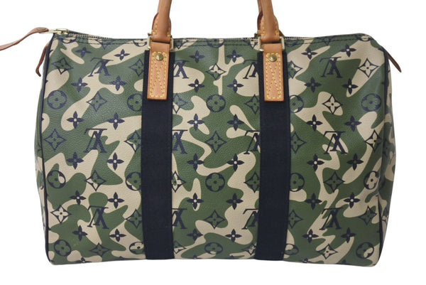 Very Good Condition LOUIS VUITTON Monogram Flage Speedy 35 Bag Camouflage Green M95773 Takashi Murakami Used 4c076366