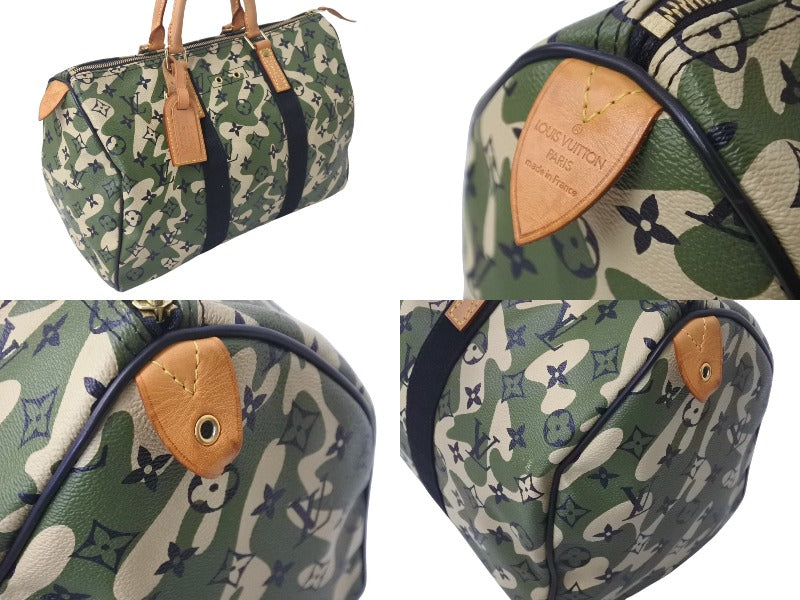 Very Good Condition LOUIS VUITTON Monogram Flage Speedy 35 Bag Camouflage Green M95773 Takashi Murakami Used 4c076366