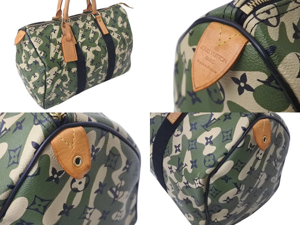 Very Good Condition LOUIS VUITTON Monogram Flage Speedy 35 Bag Camouflage Green M95773 Takashi Murakami Used 4c076366