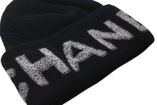 画像をギャラリービューアに読み込む, CHANEL シャネル ロゴ ニットキャップ ニット帽 ビーニー ユニセックス ブラック ウール カシミヤ 美品 中古 4c076390