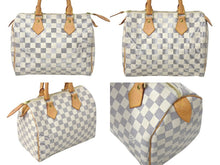 Load image into Gallery viewer, LOUIS VUITTON ルイヴィトン ハンドバッグ スピーディ25 ダミエアズール N41534 ホワイト グレー 美品 中古 4c076393