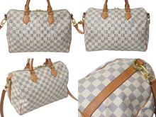 Load image into Gallery viewer, LOUIS VUITTON ルイヴィトン スピーディ30 ダミエ ハンドバッグアズール N41533 ホワイト ベージュ 美品 中古 4c076394