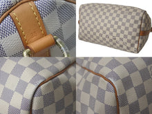 Load image into Gallery viewer, LOUIS VUITTON ルイヴィトン スピーディ30 ダミエ ハンドバッグアズール N41533 ホワイト ベージュ 美品 中古 4c076394