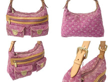 Load image into Gallery viewer, LOUIS VUITTON ルイヴィトン バギーPM モノグラムデニム ショルダーバッグ M95212 デニム レザー ピンク 美品 中古 4c076401