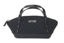 Load image into Gallery viewer, Dior ディオール トロッター ミニハンドバッグ 総柄 ブラック MC0063 コットンキャンバス レザー シルバー金具 中古 4c076402