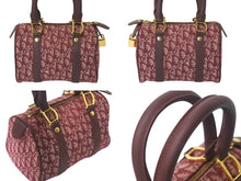 Load image into Gallery viewer, 極美品 Christian Dior クリスチャンディオール ミニハンドバッグ ヴィンテージ トロッター柄 キャンバス レザー ボルドー 中古 4c076407