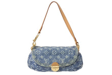 Load image into Gallery viewer, LOUIS VUITTON ルイヴィトン モノグラムデニム ミニプリーティ PM ハンドバッグ M95020 レザー ブルー 美品 中古 4c076414
