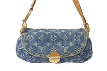 Load image into Gallery viewer, LOUIS VUITTON ルイヴィトン モノグラムデニム ミニプリーティ PM ハンドバッグ M95020 レザー ブルー 美品 中古 4c076414