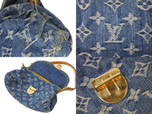 Load image into Gallery viewer, LOUIS VUITTON ルイヴィトン モノグラムデニム ミニプリーティ PM ハンドバッグ M95020 レザー ブルー 美品 中古 4c076414