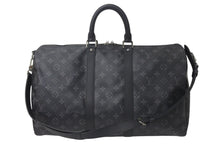 画像をギャラリービューアに読み込む, 極美品 LOUIS VUITTON ルイヴィトン エクリプス キーポル バンドリエール45 ボストンバッグ M40569 シルバー金具 ブラック 中古 4c076419