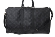 画像をギャラリービューアに読み込む, 極美品 LOUIS VUITTON ルイヴィトン エクリプス キーポル バンドリエール45 ボストンバッグ M40569 シルバー金具 ブラック 中古 4c076419