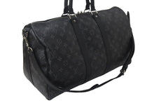 画像をギャラリービューアに読み込む, 極美品 LOUIS VUITTON ルイヴィトン エクリプス キーポル バンドリエール45 ボストンバッグ M40569 シルバー金具 ブラック 中古 4c076419