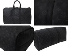 画像をギャラリービューアに読み込む, 極美品 LOUIS VUITTON ルイヴィトン エクリプス キーポル バンドリエール45 ボストンバッグ M40569 シルバー金具 ブラック 中古 4c076419