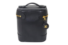 Load image into Gallery viewer, 極美品 CHANEL シャネル バニティ ハンドバッグ ブラック キャビアスキン 6番台 ココマーク ロゴ 小物入れ ゴールド金具 中古 4c076448