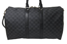 画像をギャラリービューアに読み込む, 極美品 LOUISVUITTON ルイヴィトン キーポルバンドリエール45 ボストンバッグ N41418 ダミエグラフィット ブラック 中古 4c076463