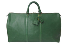 画像をギャラリービューアに読み込む, LOUIS VUITTON ルイヴィトン キーポル50 ボストンバッグ M42964 ボルネオグリーン エピレザー ゴールド金具 美品 中古 4c076471