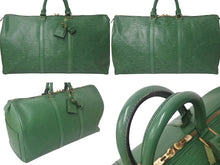 画像をギャラリービューアに読み込む, LOUIS VUITTON ルイヴィトン キーポル50 ボストンバッグ M42964 ボルネオグリーン エピレザー ゴールド金具 美品 中古 4c076471