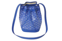画像をギャラリービューアに読み込む, 新品未使用 GOYARD ゴヤール プティ フロ バケットバッグ ショルダーバッグ ブルー ゴヤールディンキャンバス レザー 中古 4c076474