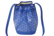 画像をギャラリービューアに読み込む, 新品未使用 GOYARD ゴヤール プティ フロ バケットバッグ ショルダーバッグ ブルー ゴヤールディンキャンバス レザー 中古 4c076474