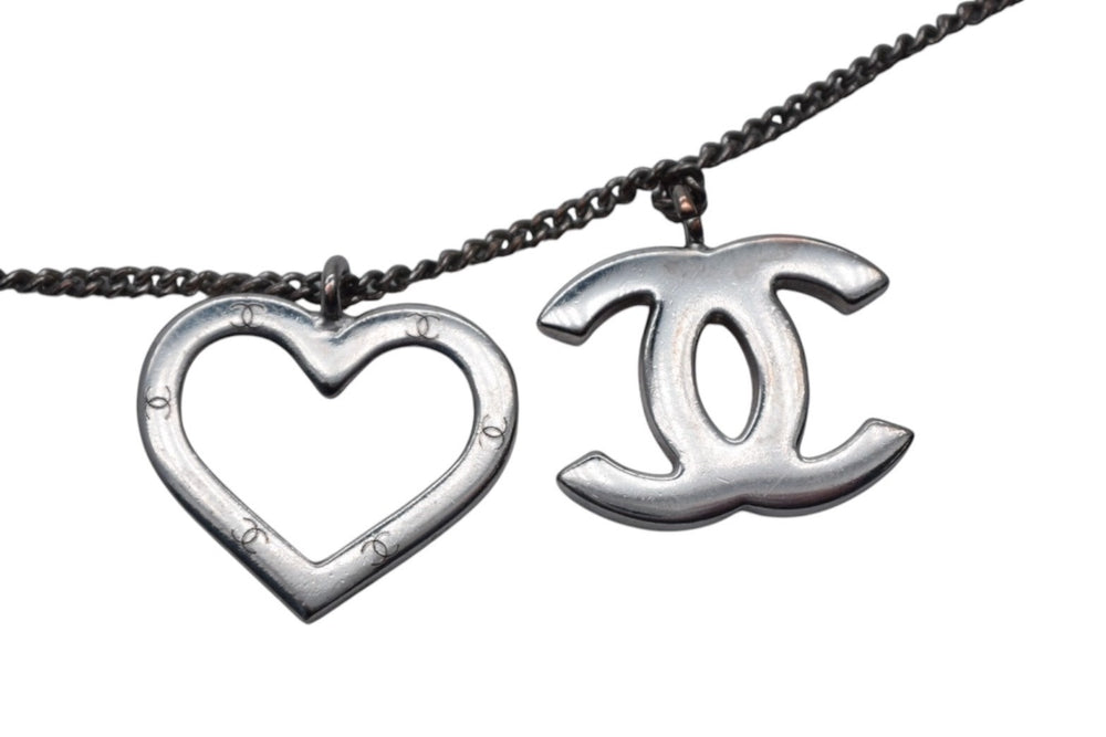 CHANEL Coco Mark Heart Necklace Weight approx. 9.5g 04P stamp Total length approx. 43cm Silver Metal Good Condition Used 4c076483