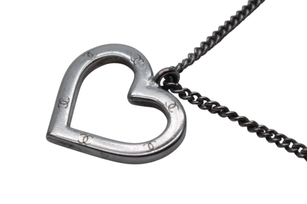 CHANEL Coco Mark Heart Necklace Weight approx. 9.5g 04P stamp Total length approx. 43cm Silver Metal Good Condition Used 4c076483