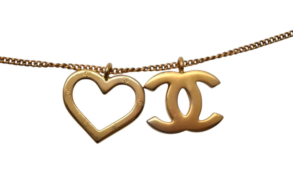 CHANEL シャネル ココマーク ハート ネックレス 重量約9.6g 全長約44cm 04P刻印 メタル ゴールド 美品 中古 4c076484