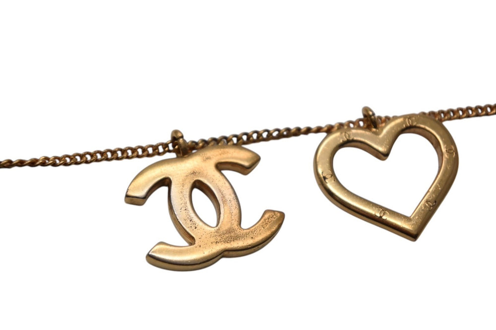 CHANEL Cocomark heart necklace Weight approx. 9.6g Total length approx. 44cm 04P stamp Metal Gold Good Condition Used 4c076484