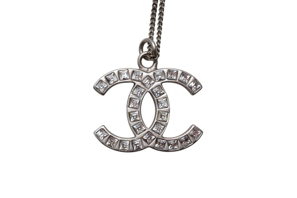 CHANEL Coco Mark Necklace Weight approx. 5.7g Total length approx. 42cm Metal Rhinestone Silver Engraving is unclear Good condition Used 4c076485