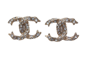 極美品 CHANEL シャネル ココマーク ピアス 重量約2.4g F19V刻印 ラインストーン メタル ゴールド 両耳用 中古 4c076479