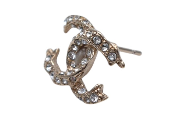 極美品 CHANEL シャネル ココマーク ピアス 重量約2.4g F19V刻印 ラインストーン メタル ゴールド 両耳用 中古 4c076479
