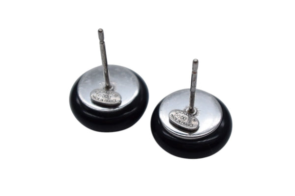 CHANEL Cocomark earrings for both ears Weight approx. 4.1g 00T engraved Silver Black Button motif Good condition Used 4c076486
