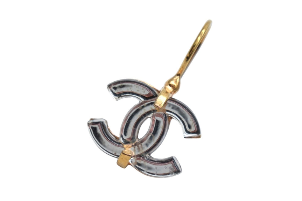 極美品 CHANEL シャネル ココマーク ピアス ジプシー 両耳用 重量約5.0g 02A刻印 メタル ゴールド クリア 中古 4c076490