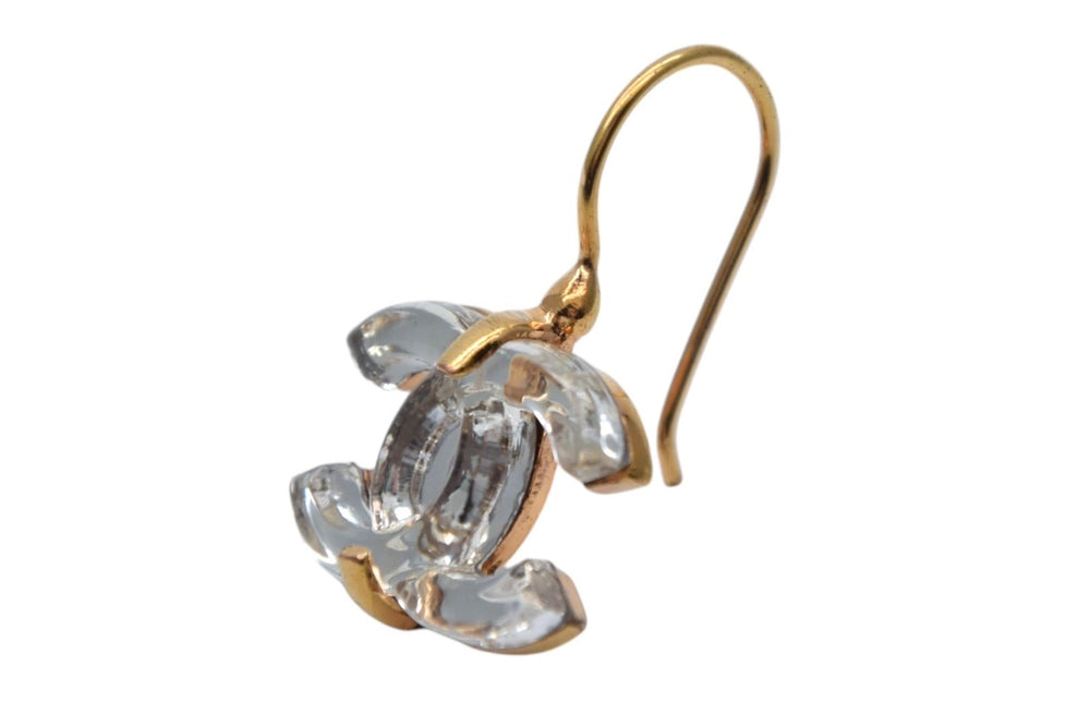 極美品 CHANEL シャネル ココマーク ピアス ジプシー 両耳用 重量約5.0g 02A刻印 メタル ゴールド クリア 中古 4c076490