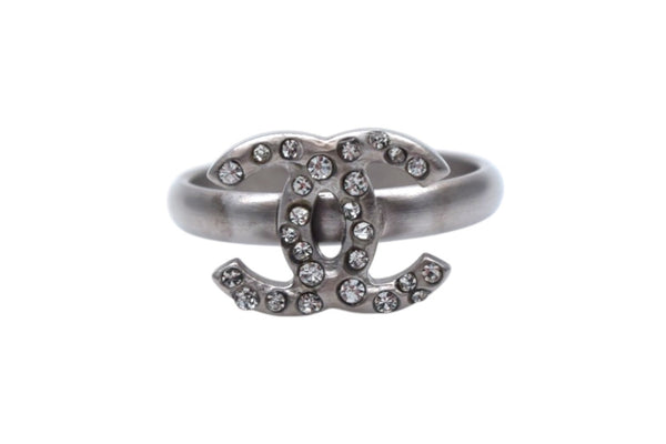 CHANEL Coco Mark Ring Weight Approx. 2.5g Size 13 B11P Engraved Rhinestone Silver Color Good Condition Used 4c076493