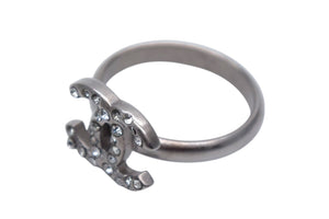 CHANEL Coco Mark Ring Weight Approx. 2.5g Size 13 B11P Engraved Rhinestone Silver Color Good Condition Used 4c076493
