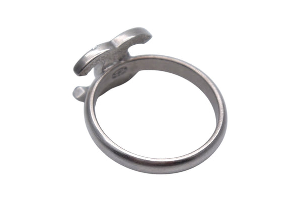 CHANEL Coco Mark Ring Weight Approx. 2.5g Size 13 B11P Engraved Rhinestone Silver Color Good Condition Used 4c076493