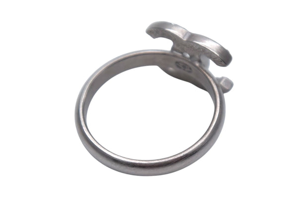 CHANEL Coco Mark Ring Weight Approx. 2.5g Size 13 B11P Engraved Rhinestone Silver Color Good Condition Used 4c076493
