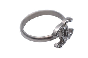 CHANEL Coco Mark Ring Weight Approx. 2.5g Size 13 B11P Engraved Rhinestone Silver Color Good Condition Used 4c076493