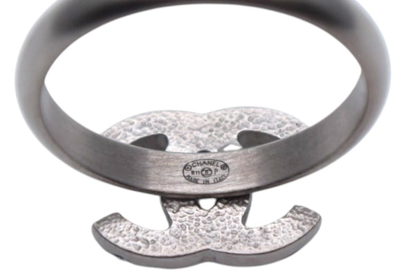CHANEL Coco Mark Ring Weight Approx. 2.5g Size 13 B11P Engraved Rhinestone Silver Color Good Condition Used 4c076493