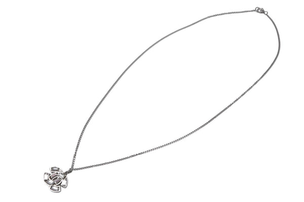 CHANEL Coco Mark Necklace Weight approx. 3.7g 01P stamp Total length approx. 44.5cm Metal Rhinestone Silver Good Condition Used 4c076495