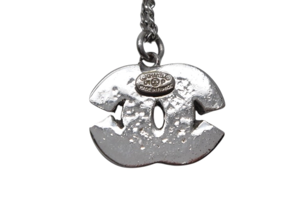 CHANEL Coco Mark Necklace Weight approx. 3.7g 01P stamp Total length approx. 44.5cm Metal Rhinestone Silver Good Condition Used 4c076495