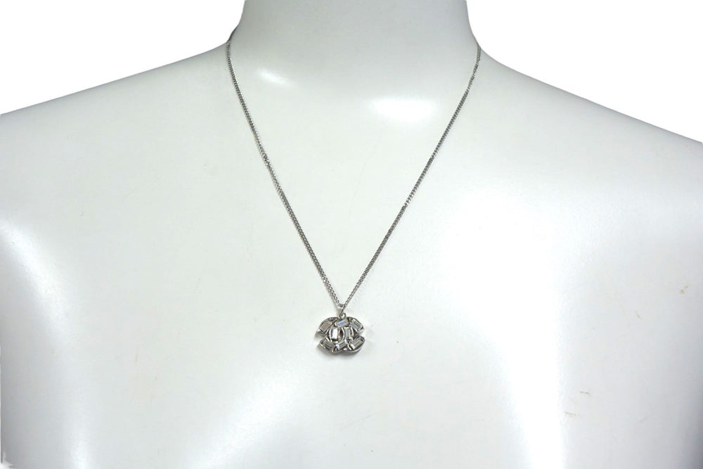 CHANEL Coco Mark Necklace Weight approx. 3.7g 01P stamp Total length approx. 44.5cm Metal Rhinestone Silver Good Condition Used 4c076495