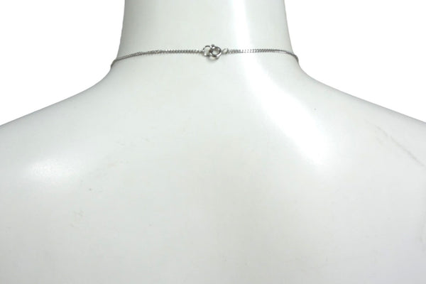 CHANEL Coco Mark Necklace Weight approx. 3.7g 01P stamp Total length approx. 44.5cm Metal Rhinestone Silver Good Condition Used 4c076495