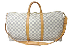 LOUIS VUITTON Boston Bag N41429 Keepall Bandouliere 55 Beige Damier Azur Good Condition Used 4c076506